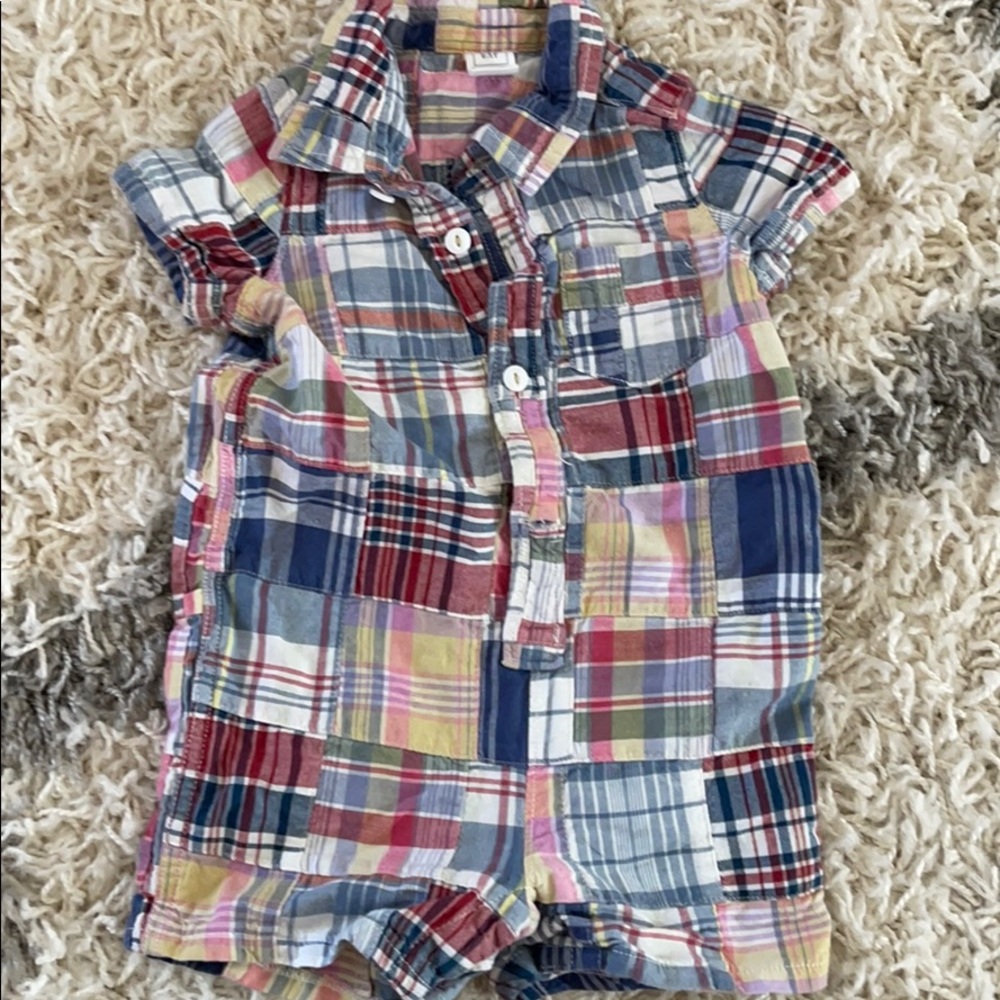 Baby gap plaid bodysuit shorts